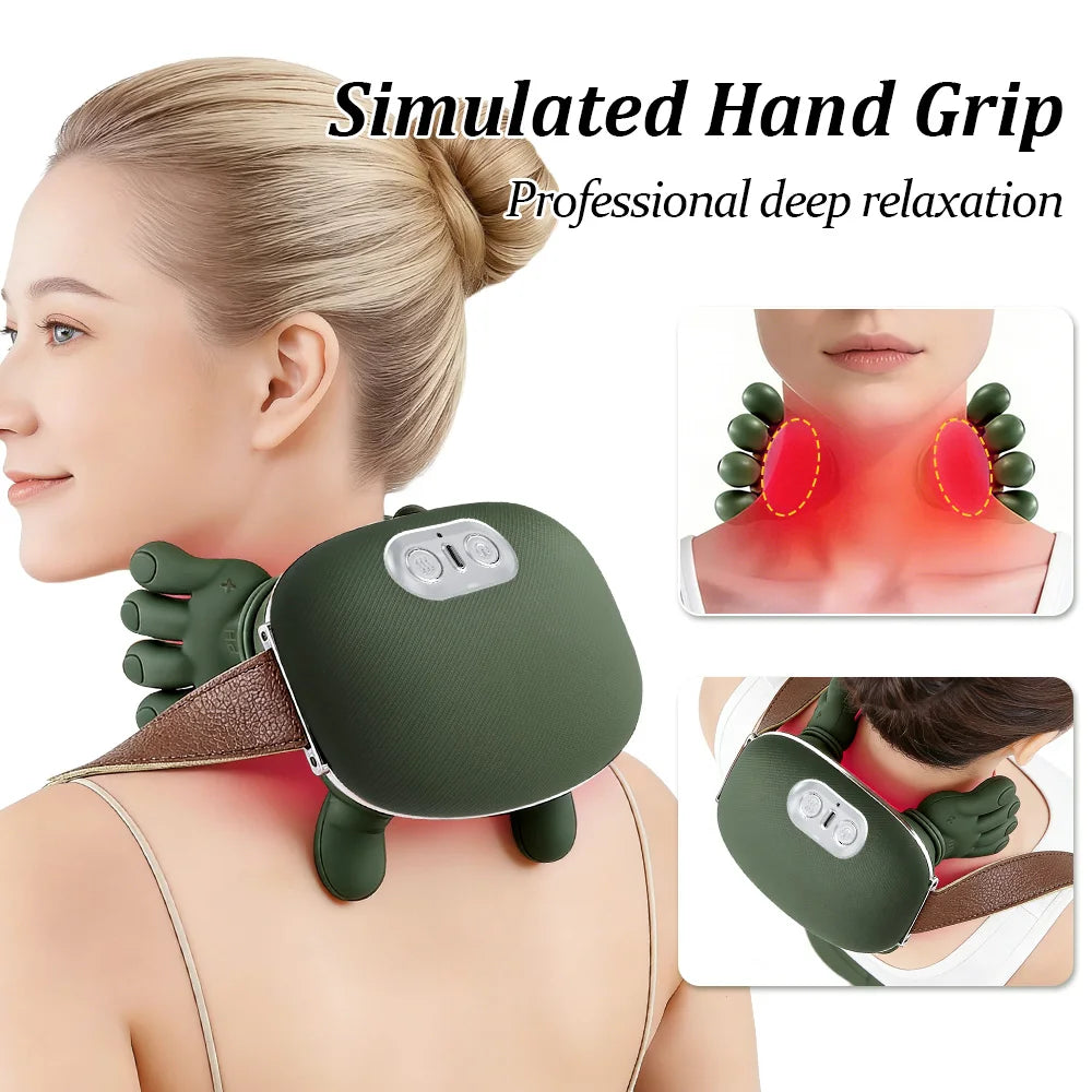 Bionic Neck Shoulder Massager Multifunctional 3-Level Cervical Massage Electric Heating Kneading Muscles Massage  Neck Waist Leg