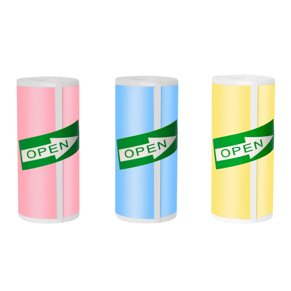 57*25MM Mini Printer Thermal Paper HD Self-adhesive Roll Paper Label Sticker Photo Inkless Printing Portable Printer Color Paper