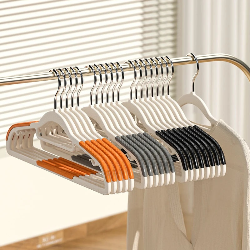 10Pcs Black/Orange/Grey Multifunctional Wet and Dry Household Hanger Suitable for Hanging Clothes Bedroom Wardrobe Anti-Slip - Shoppiline