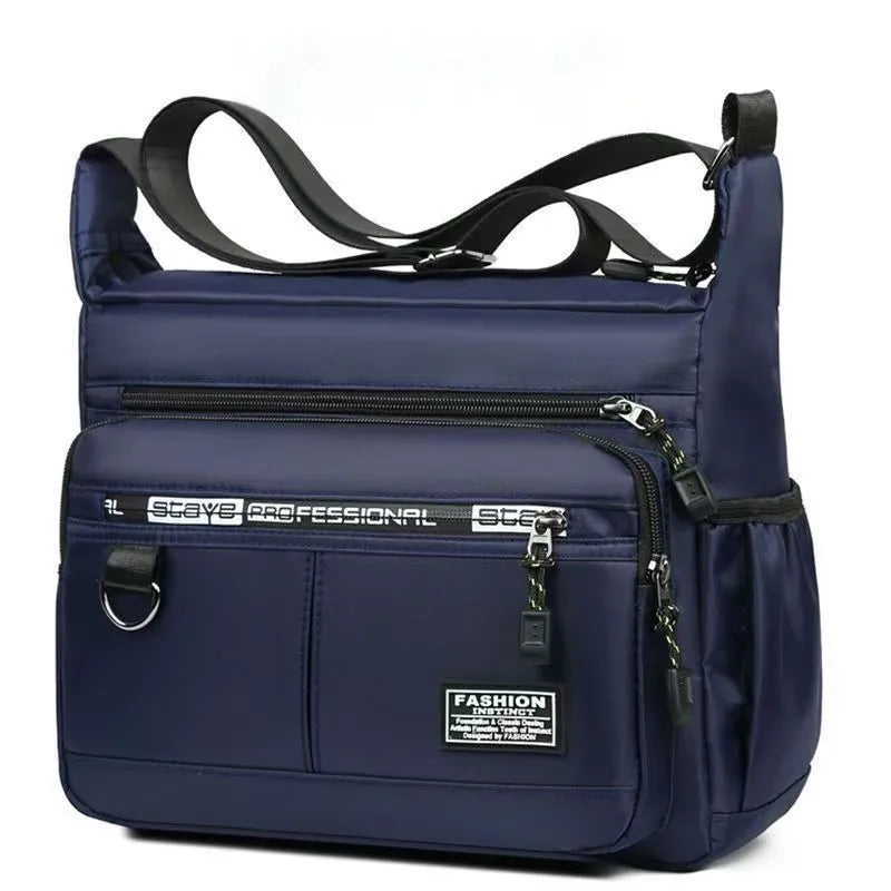 HOMEFISH Men's Cross-Body Bag with Multi-Layered Pockets, Adjustable Shoulder Strap, Business Single-Shoulder Bag
