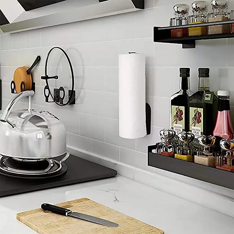 Kitchen Paper Towel Holder Adhesive Tissue Hanger Toilet Roll Paper Dispenser Cabinet Storage Napkin Rack Bathroom Accessories - Shoppiline