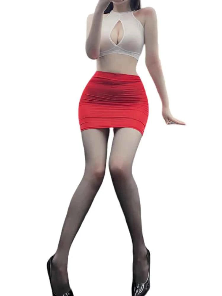 FREEAUCE Korean Girls Style Sexy Casual Pencil Mini Short Skirts High Waist Night Club Wear Black White Fashion Skirt for Woman