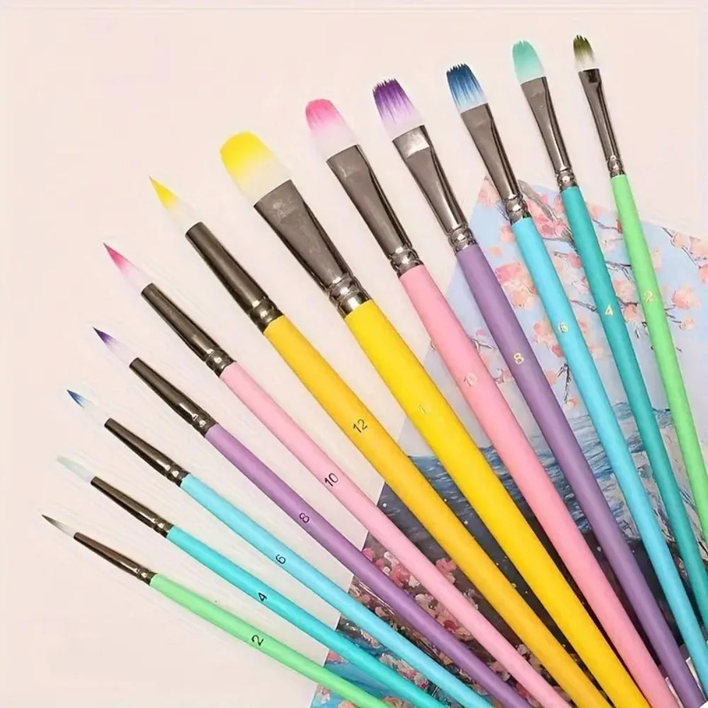 6Pcs Professional Paint Brushes Set, Artist Paintbrush, Easter Egg Brush, Art Painting Supplies, Nylon Round Pointed Flat for Acrylic