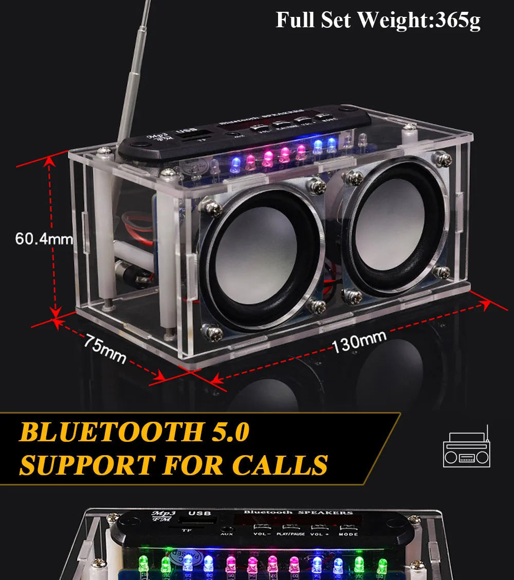 DIY BT Speaker Kit with FM Radio 87.5-108MHZ DIY Soldering Project Practice Solder Assembly U Disk TF Electronic Kit - Shoppiline
