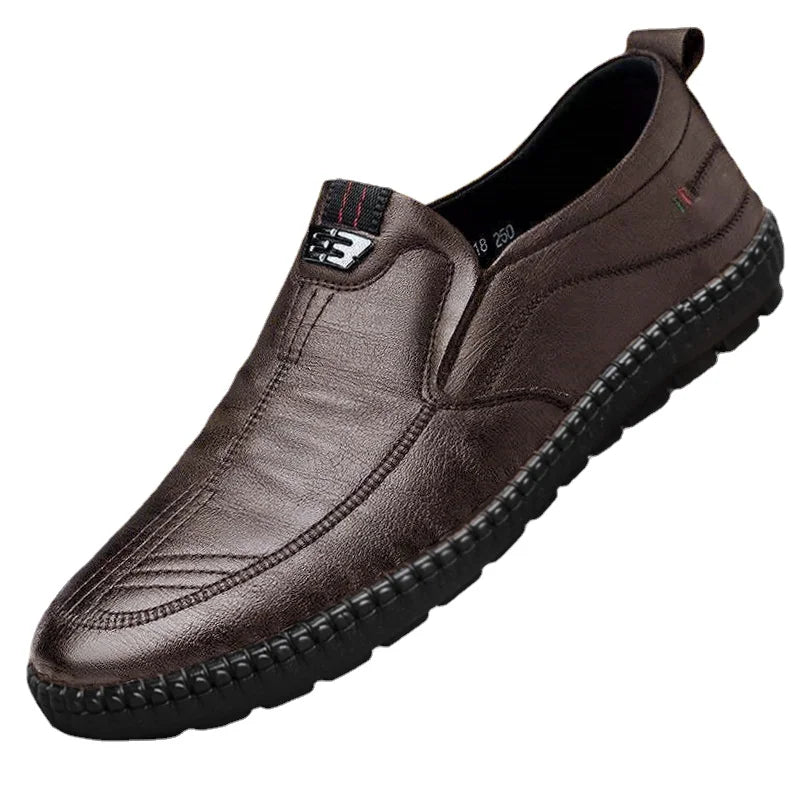 Mens Leather Loafers Non Slip Walking Flats Breathable Outdoor Slip on Casual Shoes for Male Work Office Driving Sneakers2 - Shoppiline