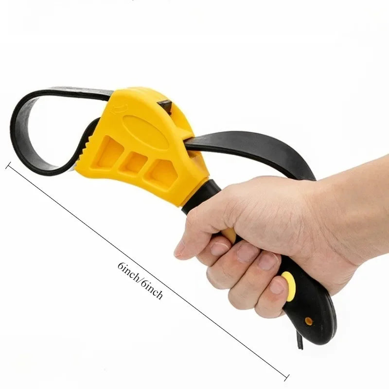6 Inch Adjustable Rubber Strap Wrench Multifunctional Oil Filter Jar Pipe Opening Wrench