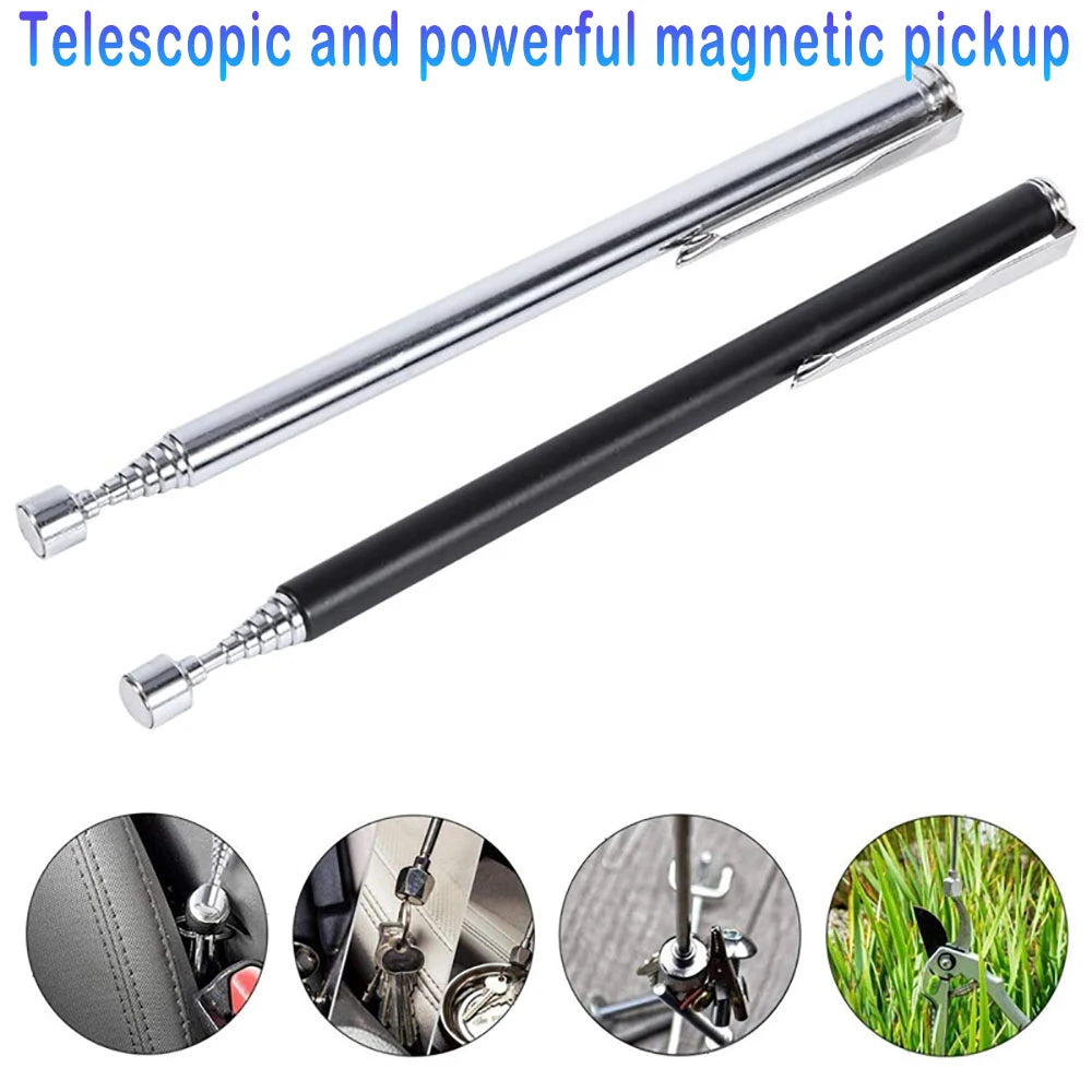 1PC Silver/Black Portable Telescopic Magnetic Pen Pick Up Hand Tool Capacity for Picking Up Nut Bolt Extendable Pickup Rod Stick