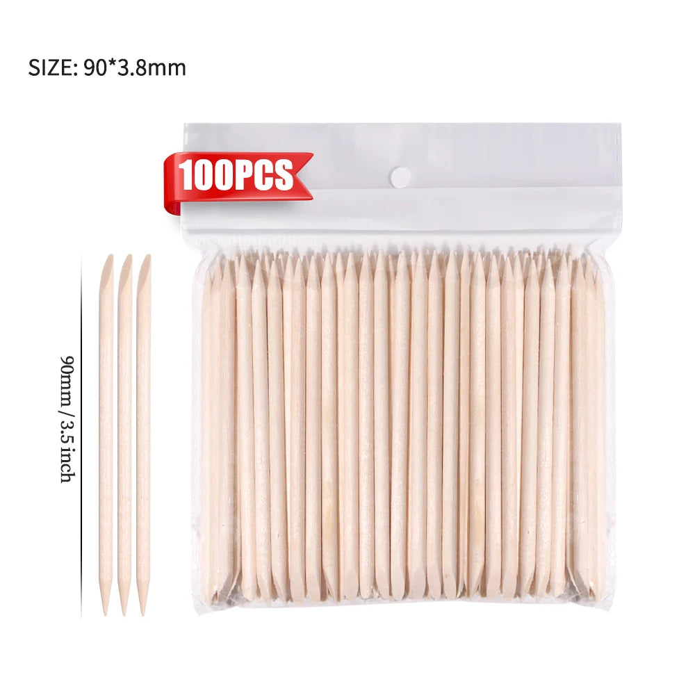 50/1000Pcs Double Ended Wooden Cuticle Pusher Multi  Nail Art Tools Beechwood Stick Manicure Pedicure Tool Suitable for Home Use