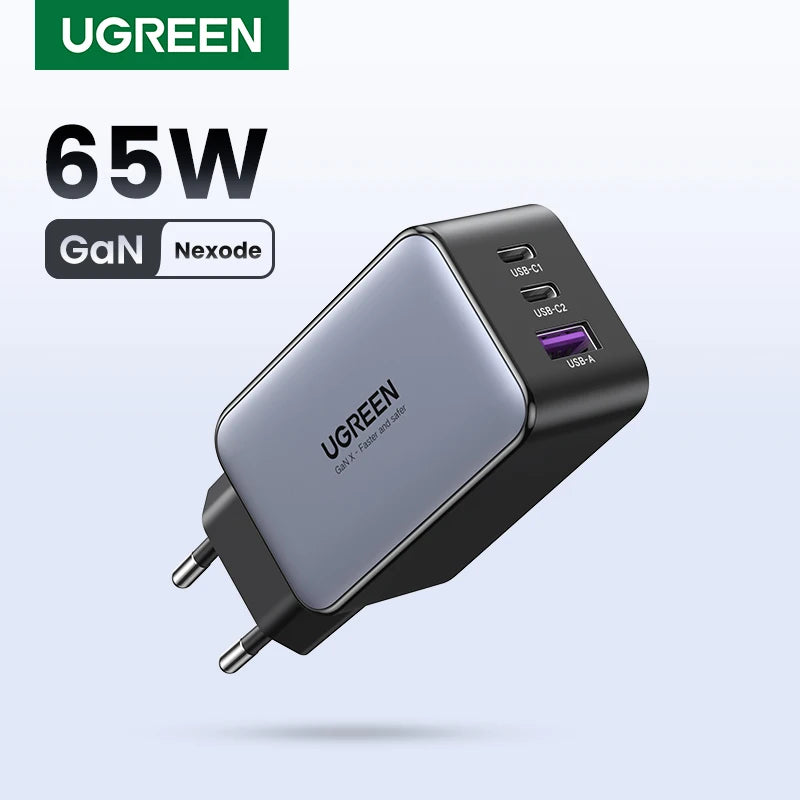 UGREEN 65W GaN Charger Quick Charge 4.0 3.0 USB C Charger for iPhone 17 16 15 Pro Max Laptop Macbook Air Tablet PD Fast Charger - Shoppiline