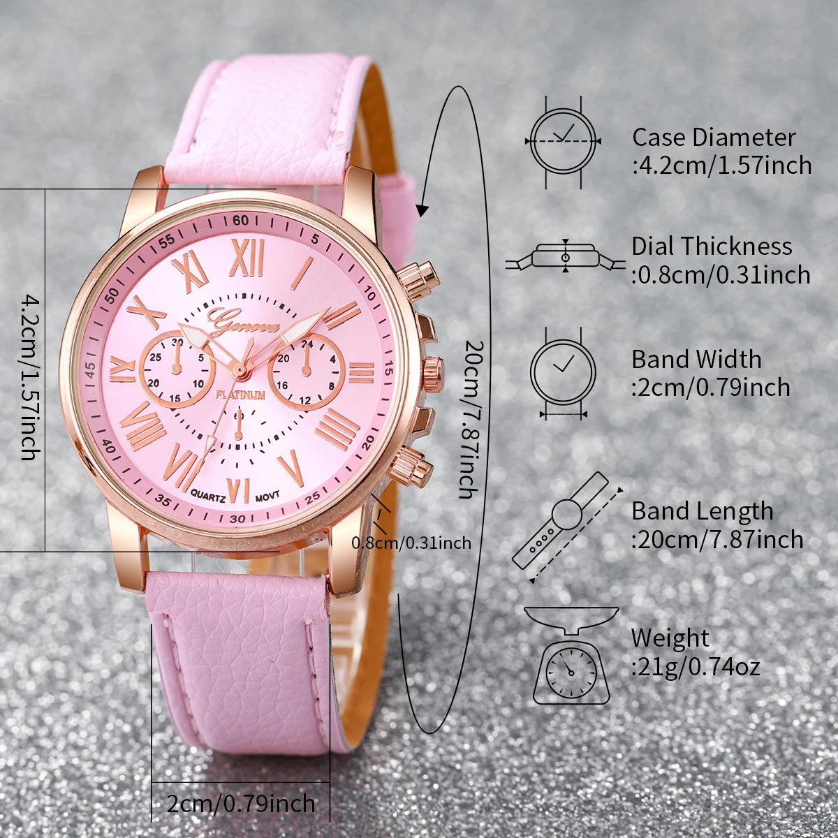 5/6 Stück modische Damen-Quarzuhren mit Lederarmband, analoge Armbanduhren, Herz-Strass-Schmuckset (ohne Box)