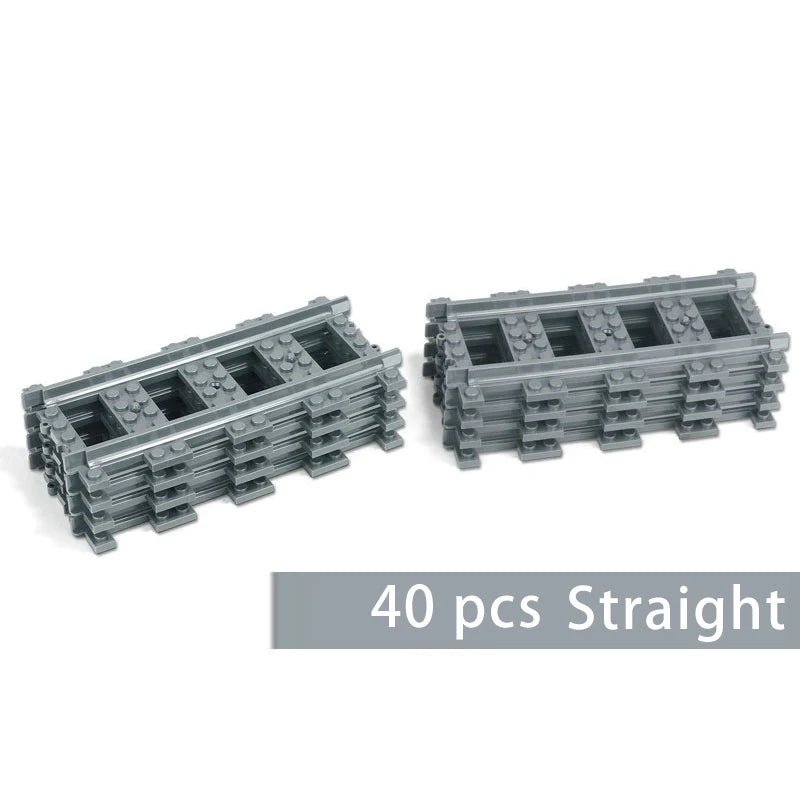 Straight Train Tracks Curved Accessories Car Blocks Building Sets DIY 10-100 Pcs Kids Toys MOC Bricks City Switch Rail Crossing