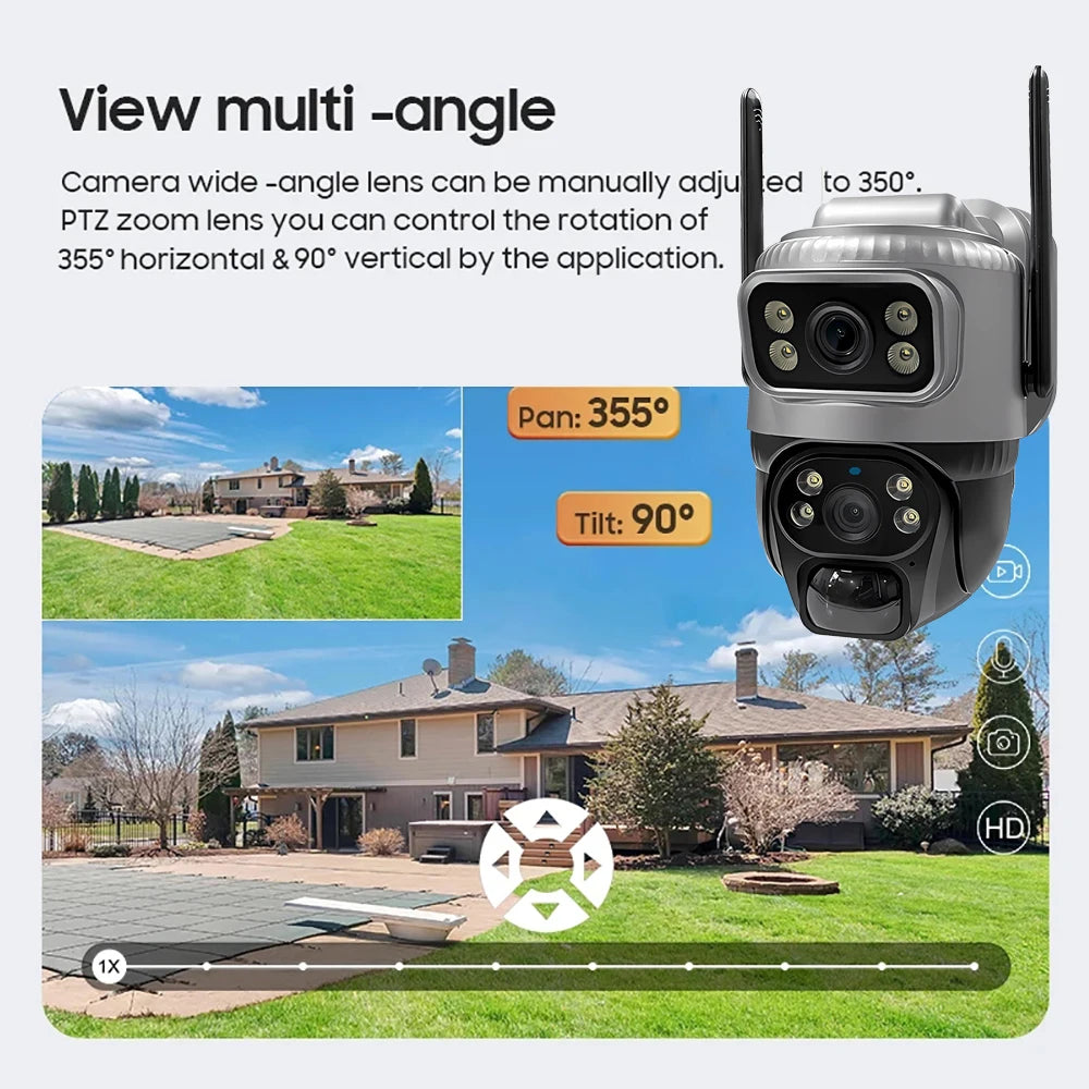 V380 Dual Lens 4G Camera Solar PIR Human Detection Night Vision Waterproof Security Video IP Camara 8MP 4K Battery CCTV Monitor - Shoppiline