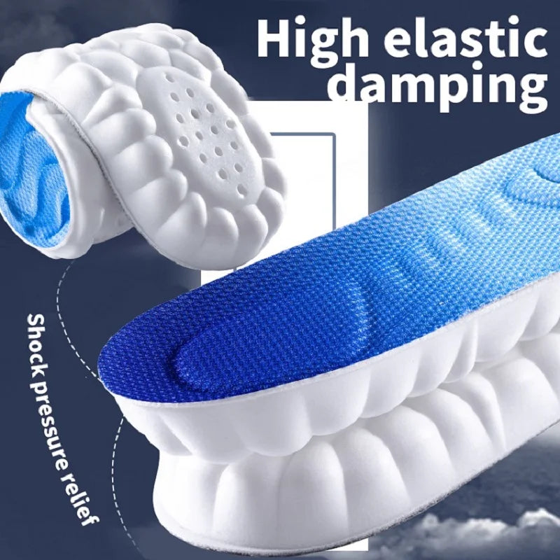 Sporteinlegesohlen für Schuhe Damen Herren PU-Sohle Weich Atmungsaktiv 4D Stoßdämpfung Kissen Laufen Orthopädische Pflege Einlegesohlen für Füße