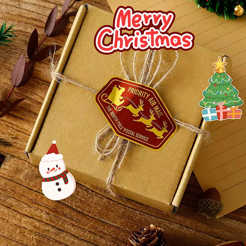 120 Stück Geschenkverschlussaufkleber Weihnachtsdesign Selbstklebend PP Weihnachtsmann Post Festliche Party Geschäftsdekorationsetiketten