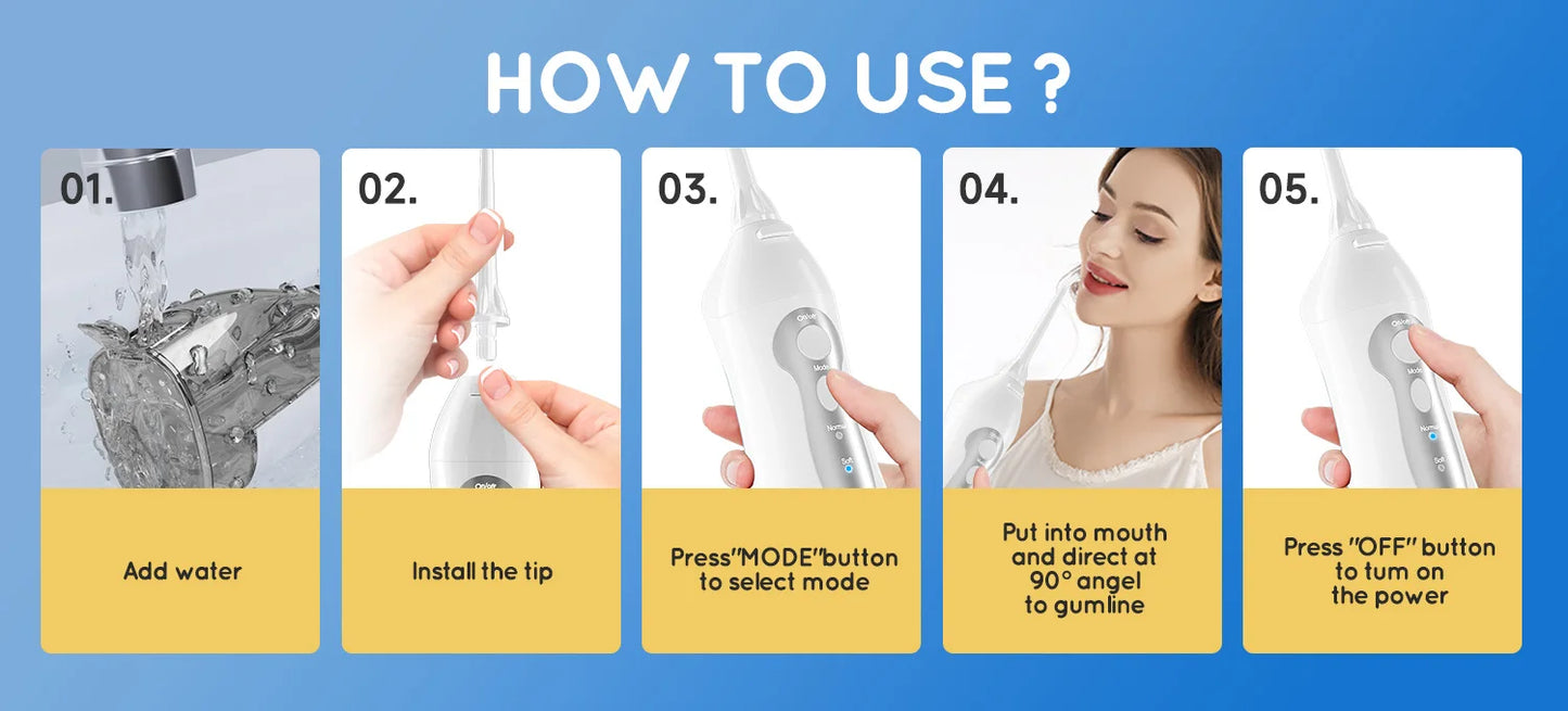 Mornwell Water Flosser Teeth Picks 4 Jets 3 Modes Portable Cordless D52 Water Floss For Teeth Cleaner IPX7 Waterproof Oral Picks