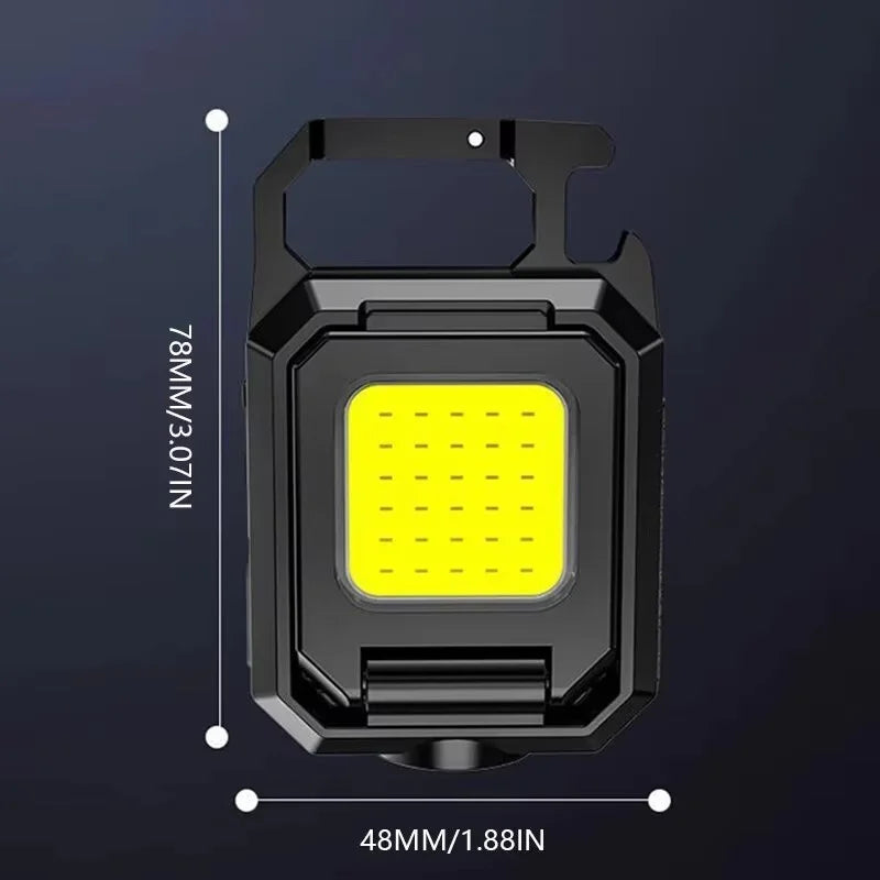 XPE Pocket Work Light 1000LM COB LED Mini Keychain Light USB Rechargeable Flashlight IPX4 Waterproof for Outdoor Camping Hiking