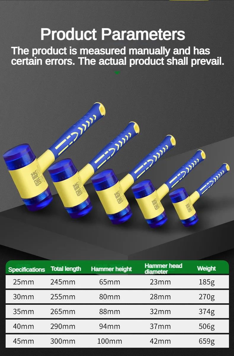 Detachable Insulated Double-Headed Installation Hammer 25mm-45mm Rubber Handle Soft Grip Hammer for Installation Work - Shoppiline