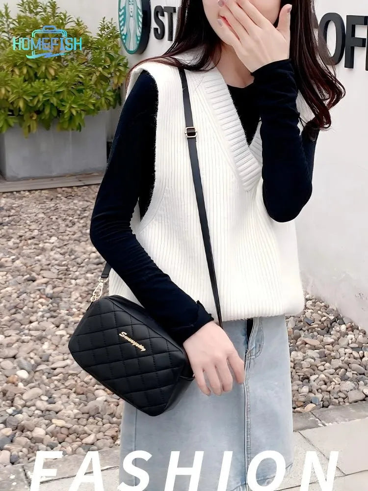 HOMEFISH Tassel Small Messenger Bag For Women Trend Lingge Embroidery Camera Female Shoulder Bag Fashion Chain Crossbody Bags