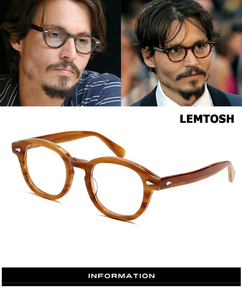 Johnny Depp Lemtosh Eyeglasses Frame Men Optical Glasses Women Computer Goggles Clear Lens Luxury Brand Vintage Acetate Frame