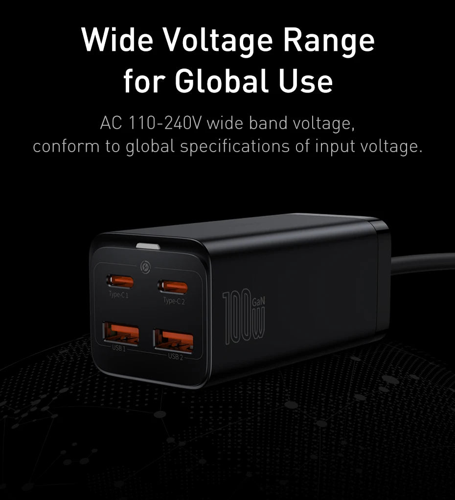 Baseus GaN3 100/ 65W Desktop Charger Quick Charge QC 3.04.0 USB C Type C Phone Charger For iPhone15 Huawei Xiaomi MacBook Laptop - Shoppiline