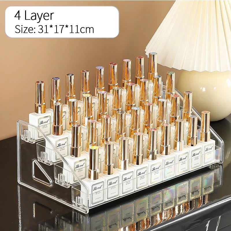 Organisateur de vernis à ongles en acrylique à 3/4/5/6/7 couches, étagère à gel UV, présentoir de cosmétiques à installation rapide, support de bijoux, rangement de manucure