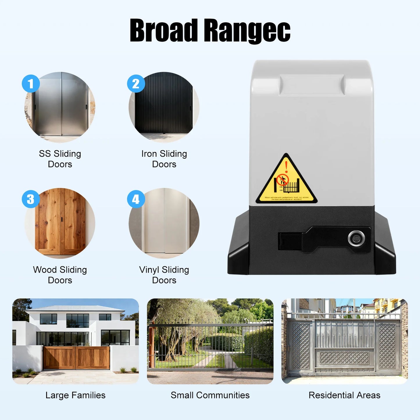 Automatic Gate Opener with 6pcs Sliding Door Gear Rack, 750W Electric Sliding Gate Opener 1600Kg 12m Automatic Sliding Gate Drive Low Noise 50dB Automatic Gate Opener Electric Gate Opener Kit with 2 Remote Control & 2 Infrare