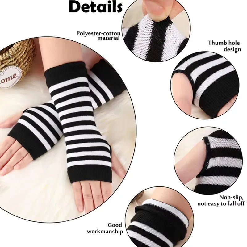 Y2K Women Party Daily Wear Long Arm Gloves Elbow Length Knitted Arm Warmers Fashion Stretchy Wristband Sleeves