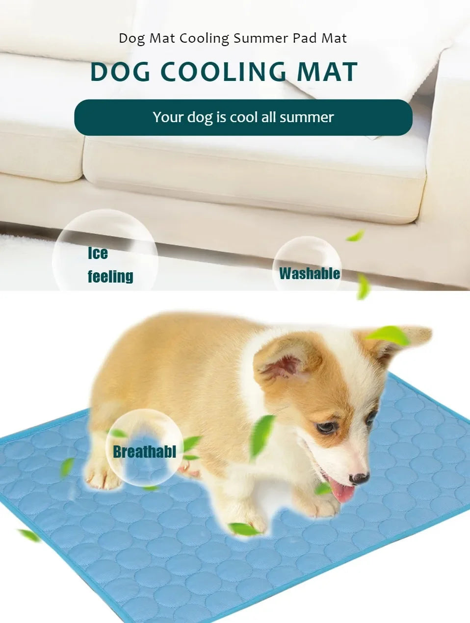 Sommer Hundekühlmatte Tier Kältebett extragroß für kleine große Hunde Haustierzubehör Katze robuste Decke Sofaeispad Decke