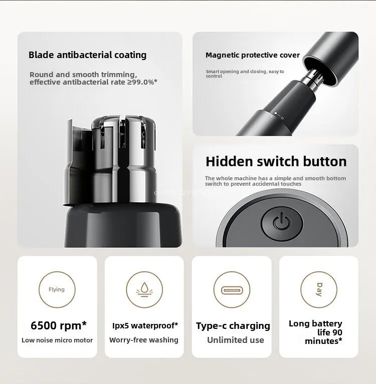 Mijia USB Rechargeable Nose Trimmer for Men Women Painless Compact Ear Nose Hair Eyebrow Trimmer Clipper for Pocket