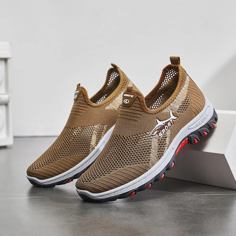 Men's Lightweight Slip-On Sneakers - Non-Slip Casual Shoes Suitable for Hiking, Everyday Wear, and Outdoor Adventures, Black Low-Top Fabric Design with Synthetic Sole, Round Toe, Ideal for Spring and Autumn, Hiking Gear