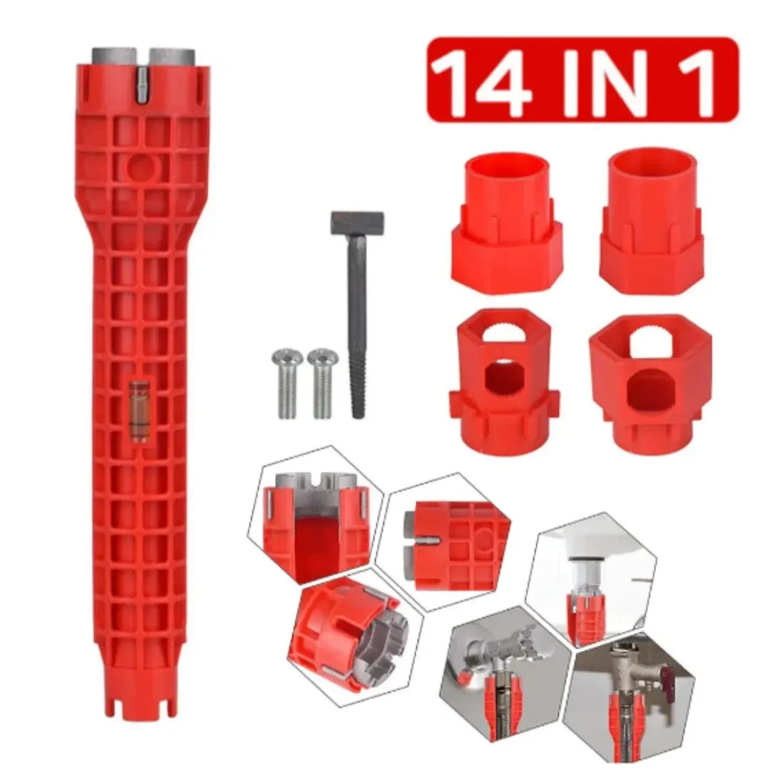 14 In 1 Wrench for Sink Faucet Sanitary Repair Tool with Double-Head Handle, Installer Ratchet Tool Set for Bathroom Sink Faucet