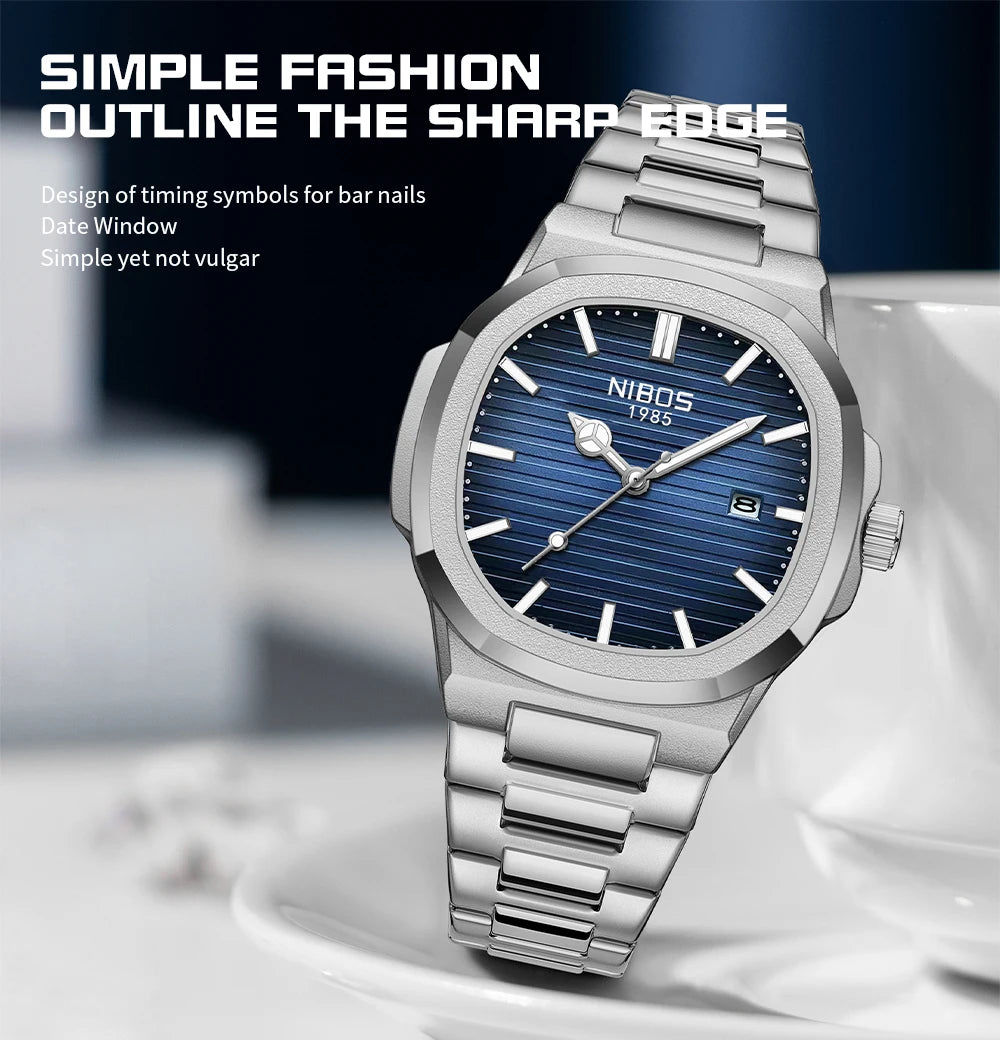 2026 NIBOSI Luxury Quartz Men Watches 30M Waterproof Auto Date Watch Man Stainless Steel Sport Chronograph Watch for Men Clock