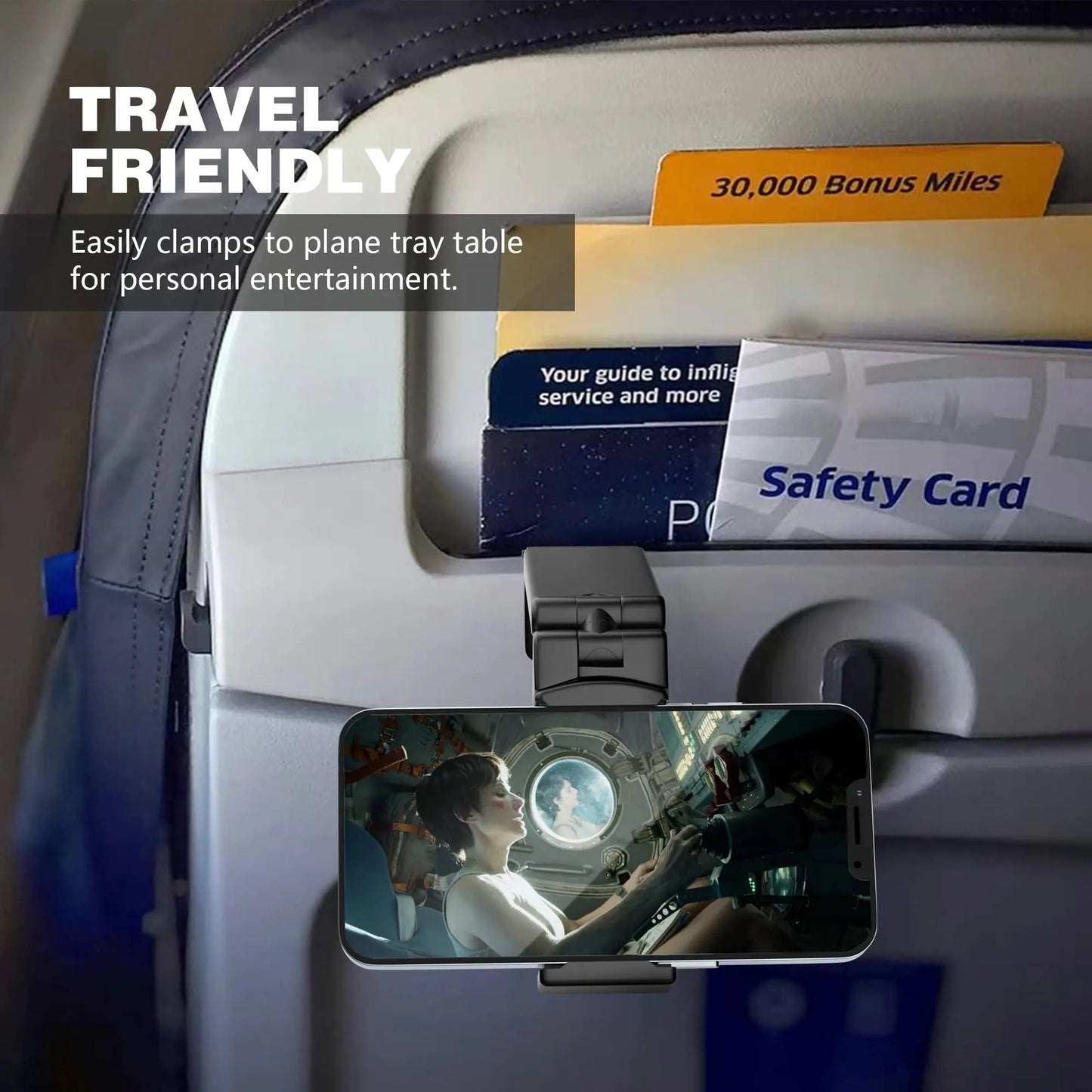 Portable Foldable Airplane Phone Stand Adjustable Rotatable Travel Holder, Multifunctional Flight Train Desk Seat Selfie Support