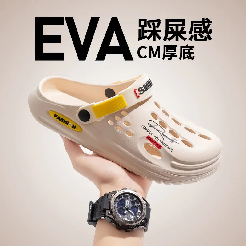 Summer Clogs Sandals Men Clogs EVA Slippers Soft Sole Breathable Beach Slippers Men Home Slippers Outdoor Antiskid Slippers