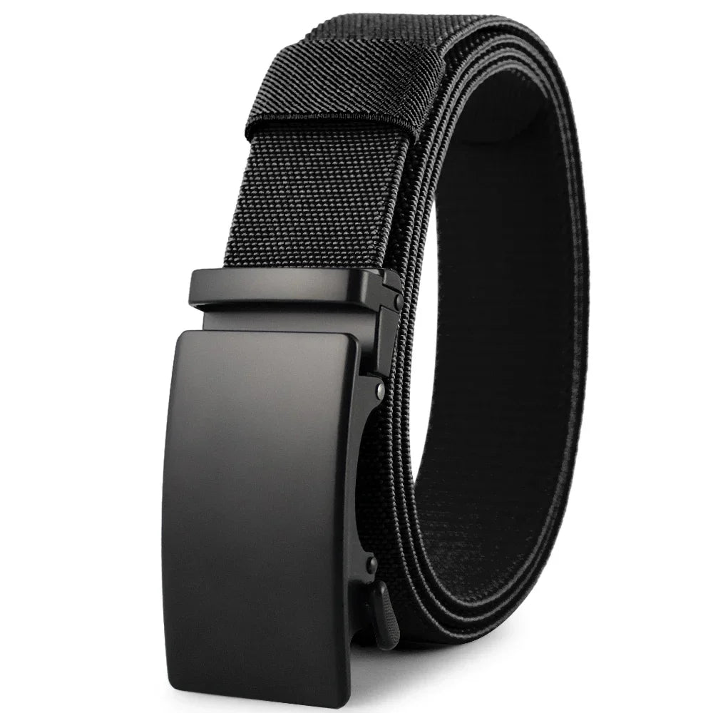 Nouvelle ceinture élastique de sport de golf, ceinture tactique, boucle automatique en métal, ceinture militaire en nylon extensible résistante pour hommes, grandes tailles 115-150CM