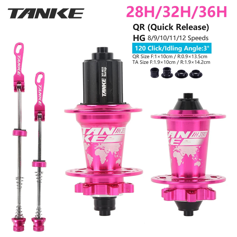 TANKE 120 Click Hub 6 Bearing MTB Mountain Bike Front Rear Thru HG 28 32 36 Holes Disc Brake Bicycle Hubs 8 9 10 11 12 Speed