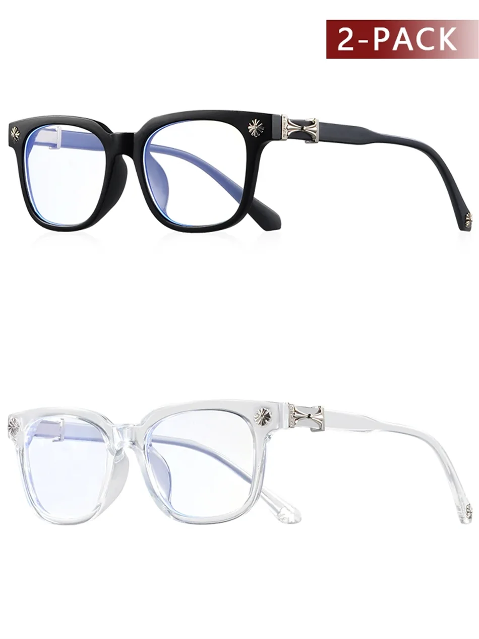 Classic 1Pcs Square Anti Blue Light Glasses For Men And Women Black & Transparent Frame Unisex Computer Wearing Women Glasses