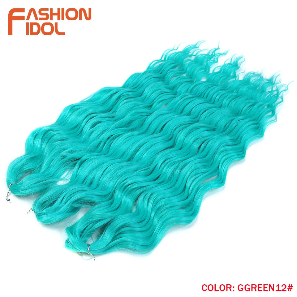 Anna Hair Extensions synthétiques de tresses Loose Deep Wave 24 pouces, cheveux tressés ondulés, cheveux bouclés torsadés au crochet Ombré Blond