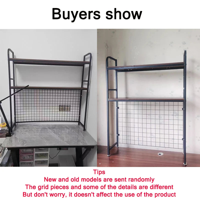 Bookcase Gaming Table Grid Bookshelf Desktop Multi-layer Wrought Iron Shelf Student Computer Desk Table  Wooden Shelves Rack
