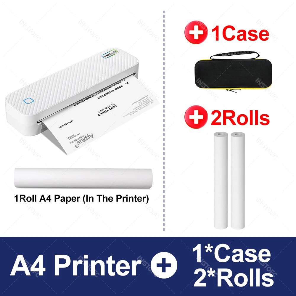 Portable A4 Thermal Printer Bluetooth Photos PDF Document Printing Machine Folded Rolls Paper For Office Work Home School Travel - Shoppiline