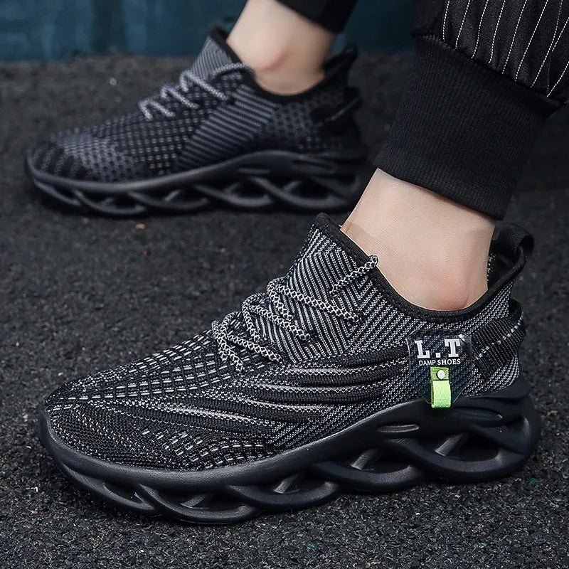 YRZL Men Sports Running Black Jogging Shoes Casual Sneakers Outdoor Breathable Mesh Women Light Shock-absorption Sneakers Men - Shoppiline