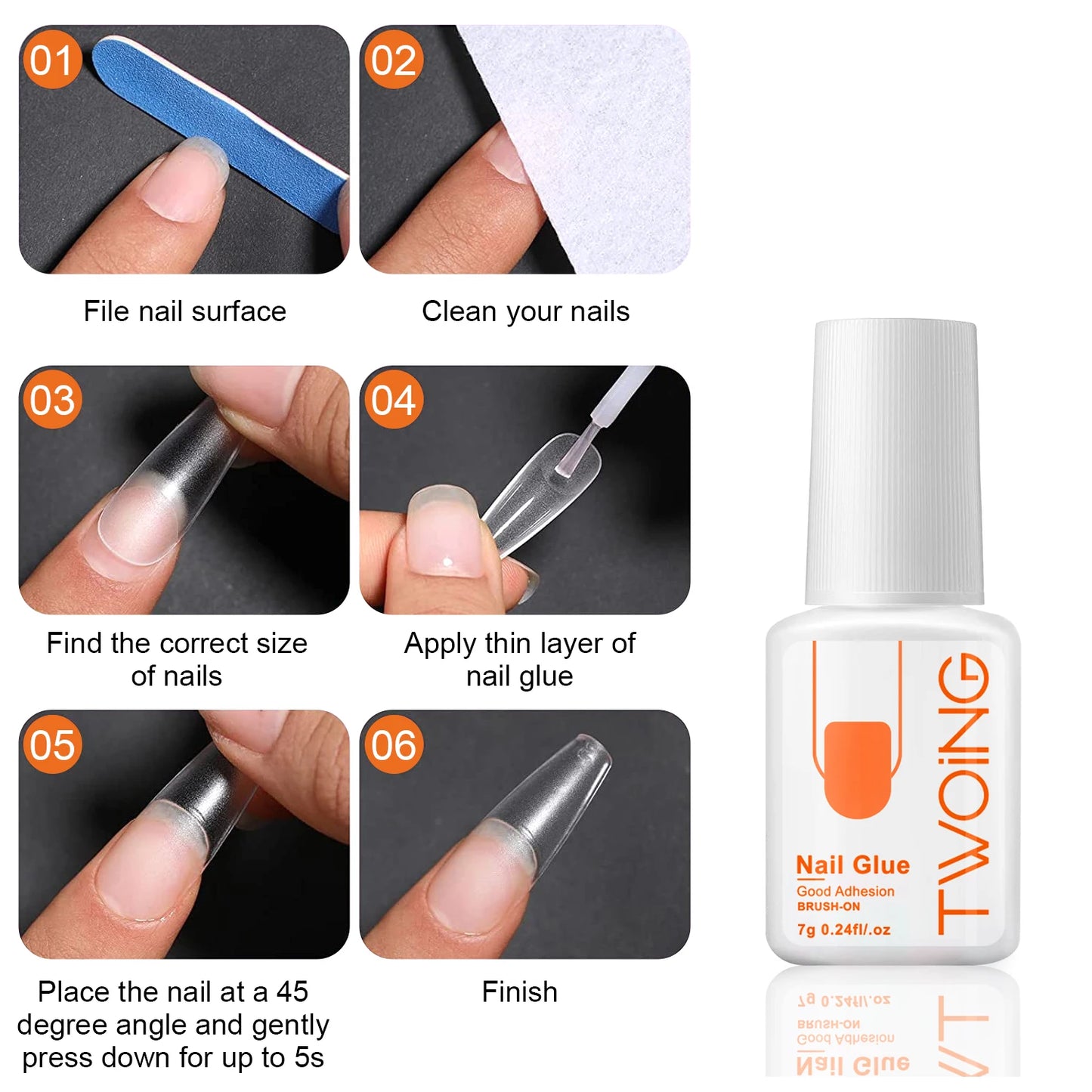 7g Super starker Nagelkleber für falsche Nagelspitzen, Acrylnägel, Press-On-Nägel, künstliche Nägel, Nagelkunstdekoration, dauerhafter Halt