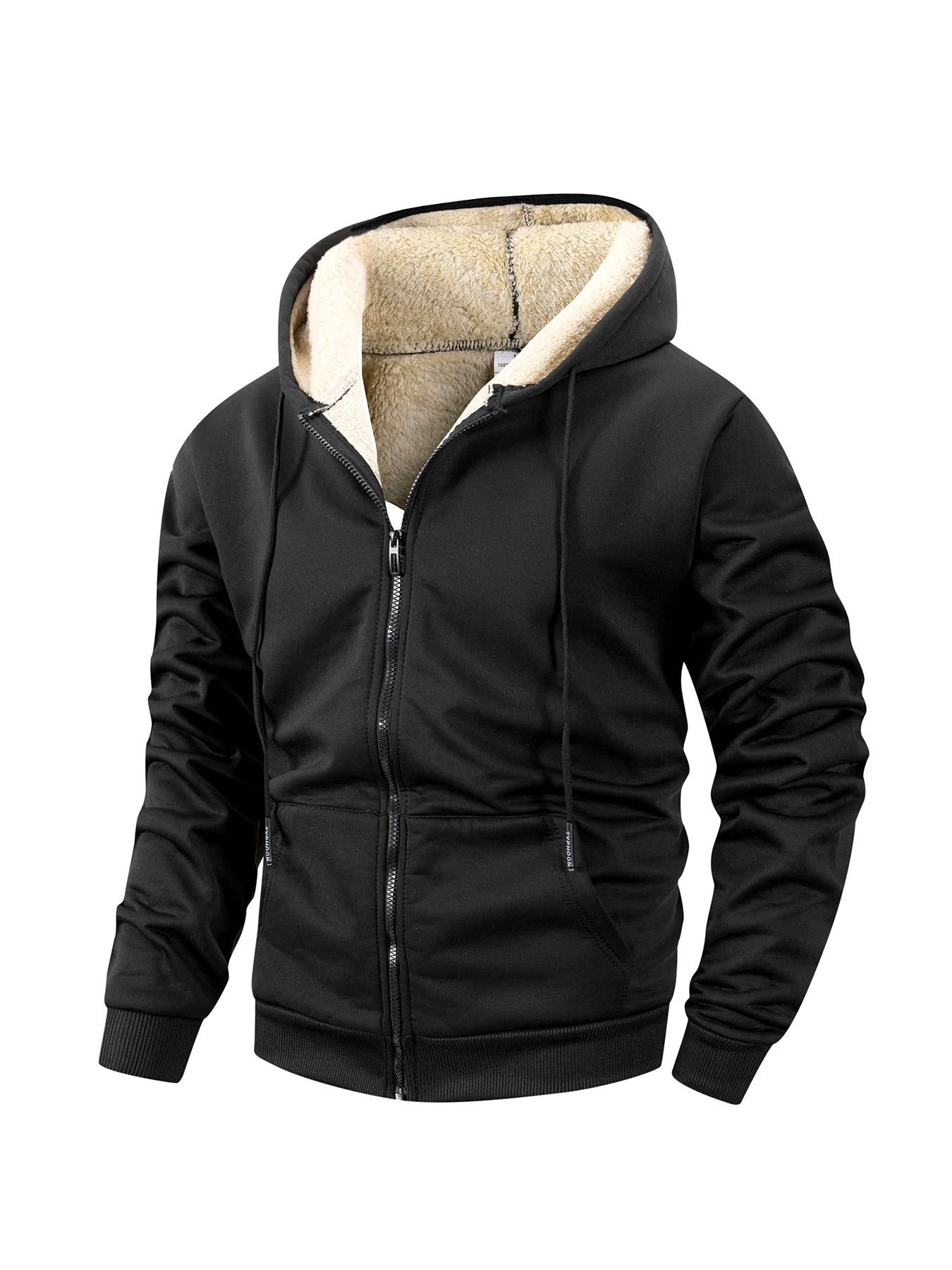 Herren Winter Reißverschlussjacke Fleece Warm Winddicht Kapuzenpullover Schwergewicht Strickjacke Lässig Sport Langarm Sweatshirts Kapuzenmantel