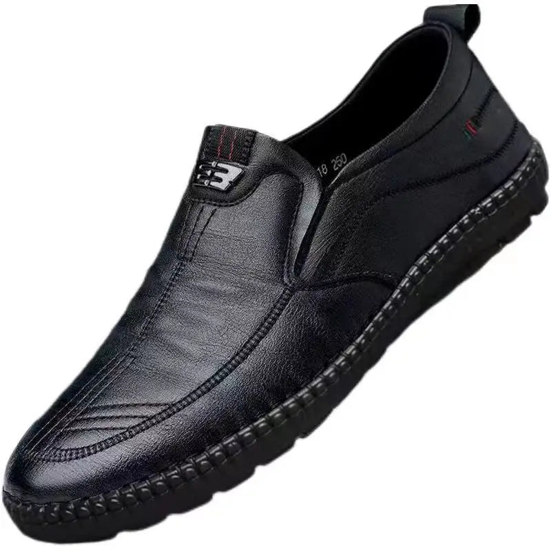 Mens Leather Loafers Non Slip Walking Flats Breathable Outdoor Slip on Casual Shoes for Male Work Office Driving Sneakers2 - Shoppiline