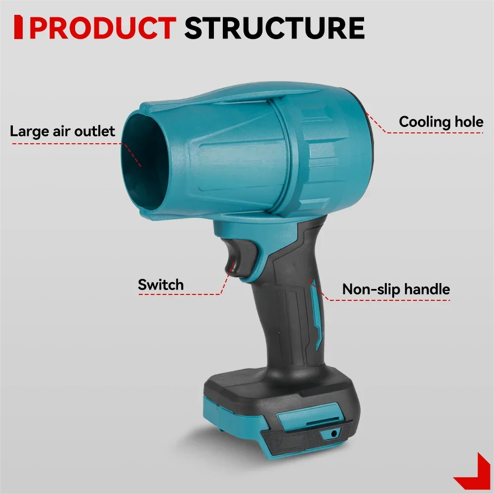 200M/S 2000W Brushless Turbo Fan Blowers Electric Handheld Jet Fan Snow Leaf Dust Blowing Tool for 21V 18V Battery - Shoppiline