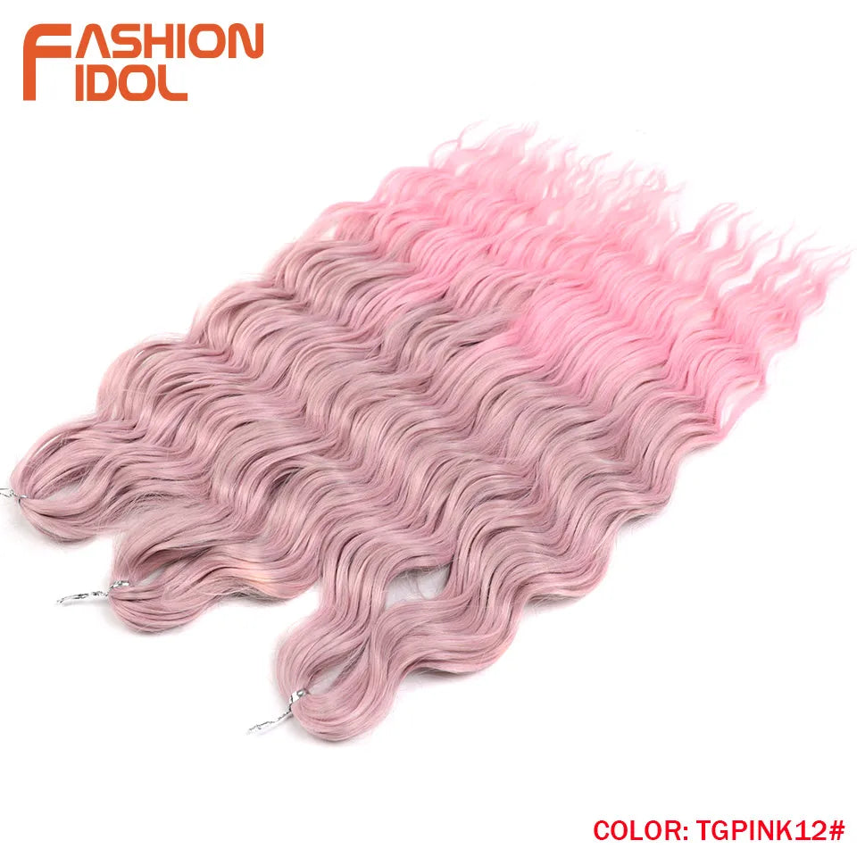 Anna Hair Extensions synthétiques de tresses Loose Deep Wave 24 pouces, cheveux tressés ondulés, cheveux bouclés torsadés au crochet Ombré Blond