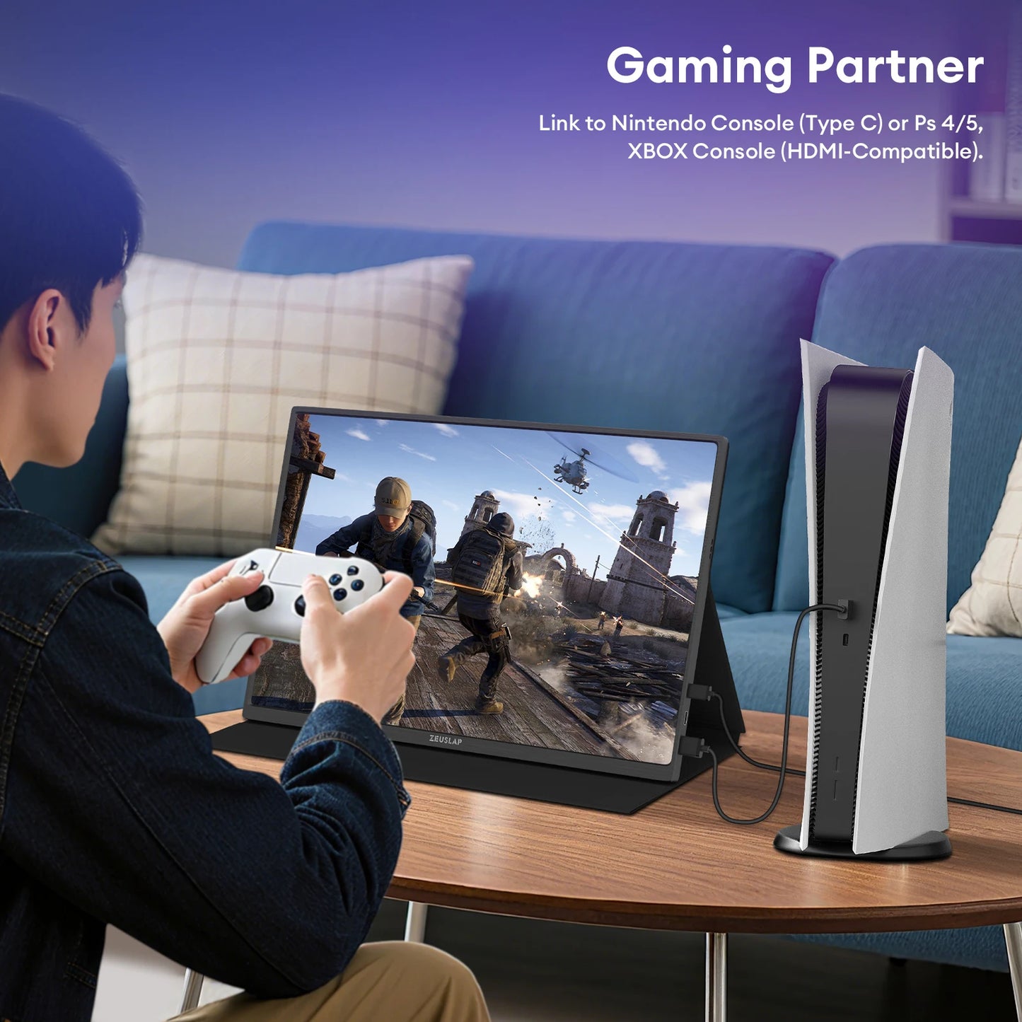 ZEUSLAP 16" 2.5K 144hz Portable Monitor 2560*1600 16:10 100%sRGB 500Cd/m²  Travel Gaming Display for Laptop Switch ps4 ps5 Xbox - Shoppiline