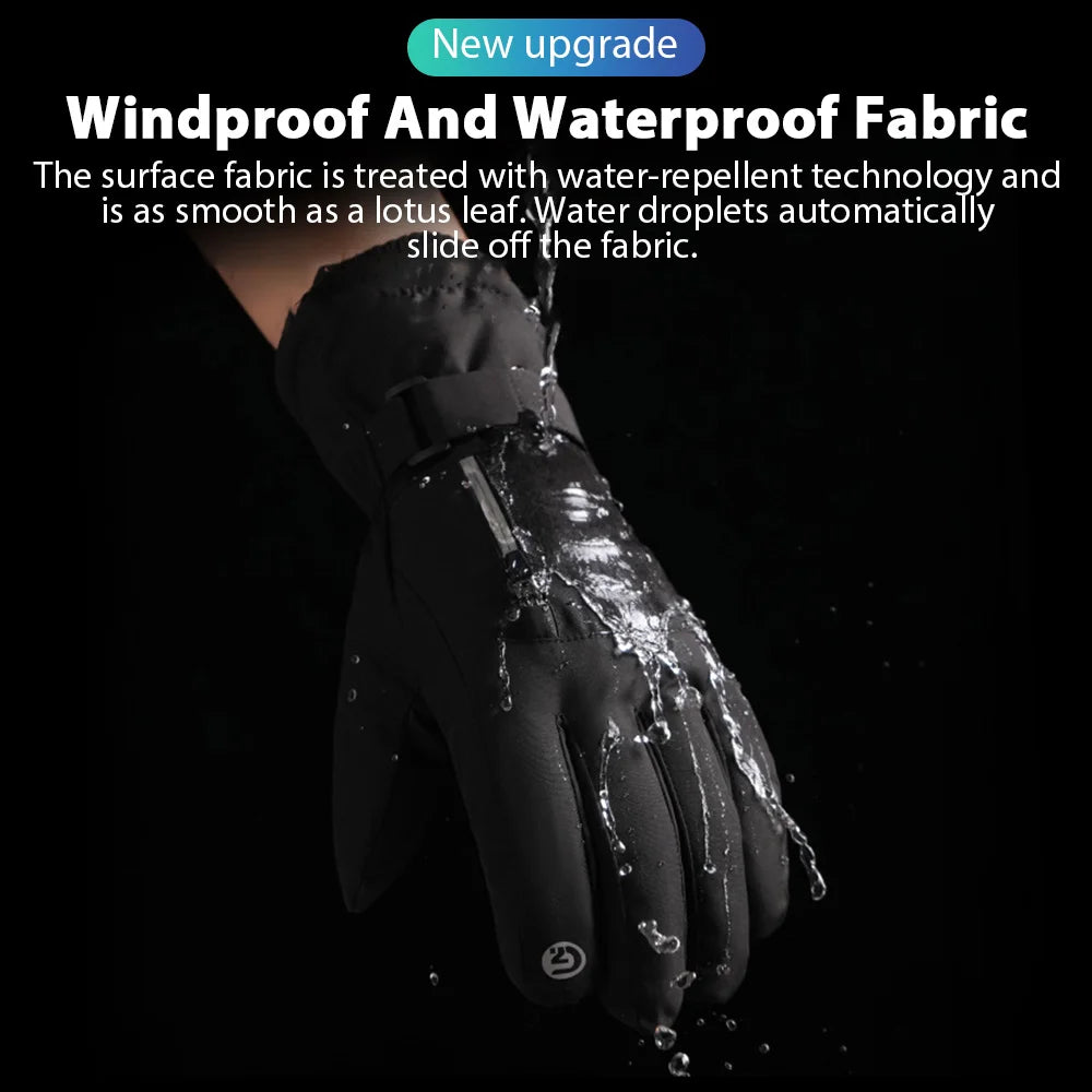 Gants de cyclisme d'hiver imperméables pour homme, sports de plein air, course à pied, moto, ski, écran tactile, polaire, antidérapants, chauds, doigts complets