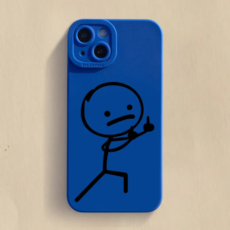 Cartoon Matchman Phone Case For iPhone 11 12 13 14 15 Pro Max XR XS X 7 8 Plus SE 2020 Shockproof Matte Soft TPU Silicone Cover