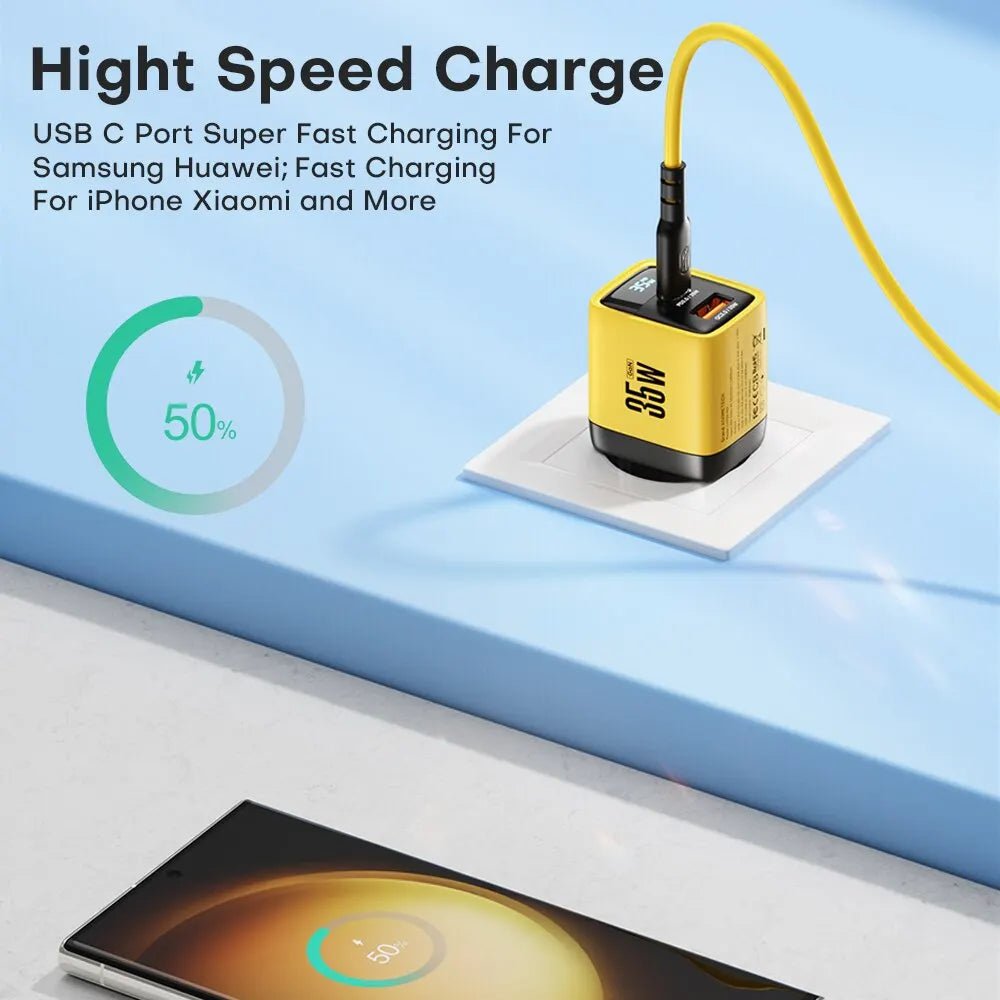 ASOMETECH 35W GaN Charger LED Display QC3.0 30W 25W PD PPS Quick Charge USB Type C Charger For iPhone 14 Pro Samsung S23 Xiaomi - Shoppiline